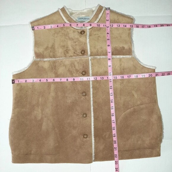 Valerie Stevens Vest Faux Suede Fully Lined Sleeveless Jacket Size LP - Picture 8 of 13
